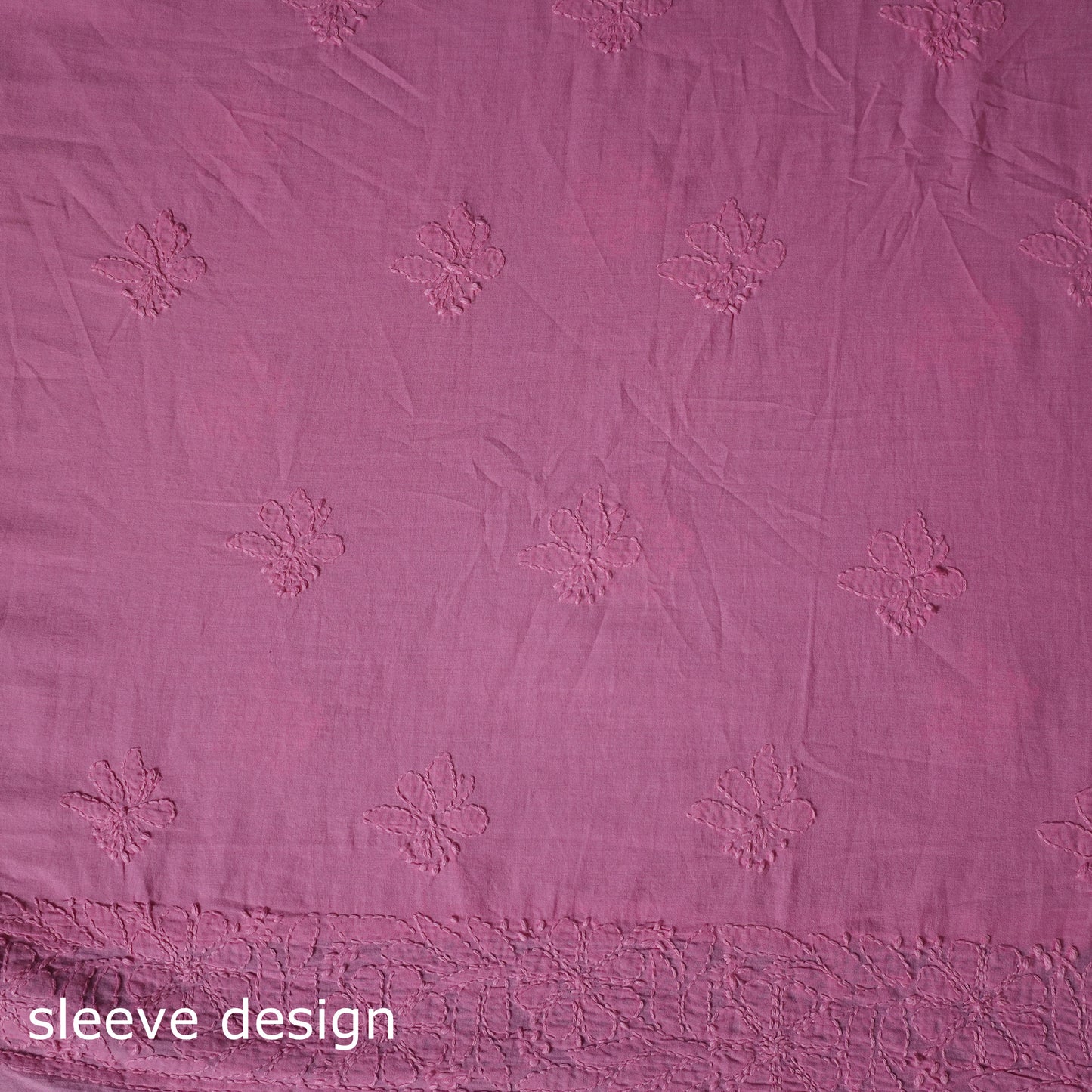 Hand Embroidered Mul Cotton Chikankari Unstitched Kurta Material (2M) 14
