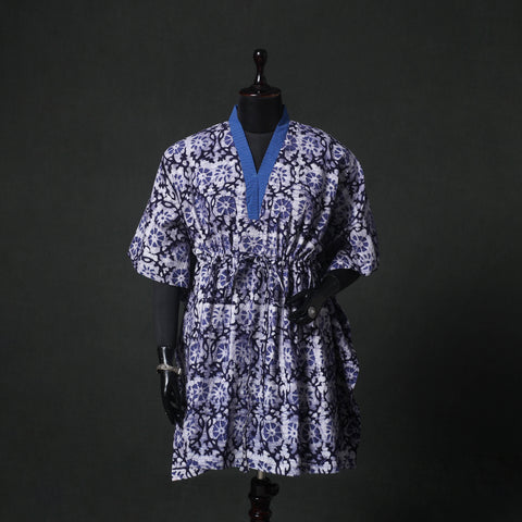 Purple - Hand Block Batik Print Cotton Kaftan (Medium) 61