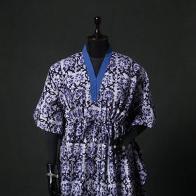 Purple - Hand Block Batik Print Cotton Kaftan (Medium) 61