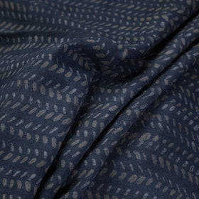 Blue - Pure Wool Handloom Special Akola Hand Block Printed Fabric