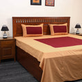 Beige - jacquard patchwork cotton double bed cover