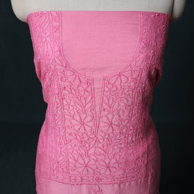 Hand Embroidered Mul Cotton Chikankari Unstitched Kurta Material (2.95M) 16
