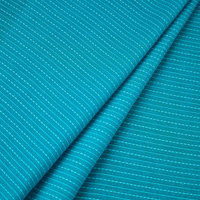  Blue Prewashed Running Stitch Plain Cotton Fabric