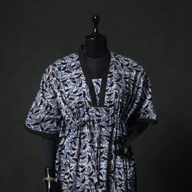 Blue - Hand Block Batik Print Cotton Kaftan (Medium) 63