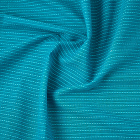  Blue Prewashed Running Stitch Plain Cotton Fabric
