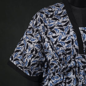 Blue - Hand Block Batik Print Cotton Kaftan (Medium) 63