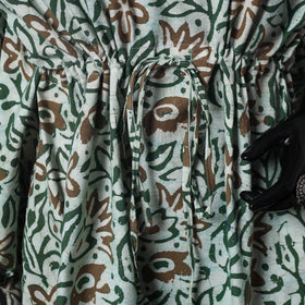 Green - Hand Block Batik Print Cotton Kaftan (Medium) 64