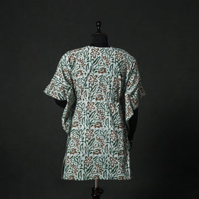 Green - Hand Block Batik Print Cotton Kaftan (Medium) 64