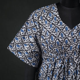 Blue - Hand Block Batik Print Cotton Kaftan (Medium) 66