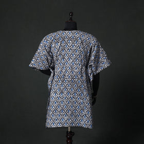 Blue - Hand Block Batik Print Cotton Kaftan (Medium) 66