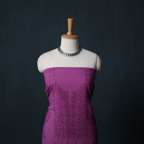 Hand Embroidered Mul Cotton Chikankari Unstitched Kurta Material (2.3M) 19