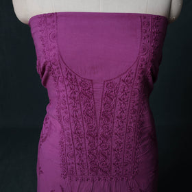 Hand Embroidered Mul Cotton Chikankari Unstitched Kurta Material (2.3M) 19