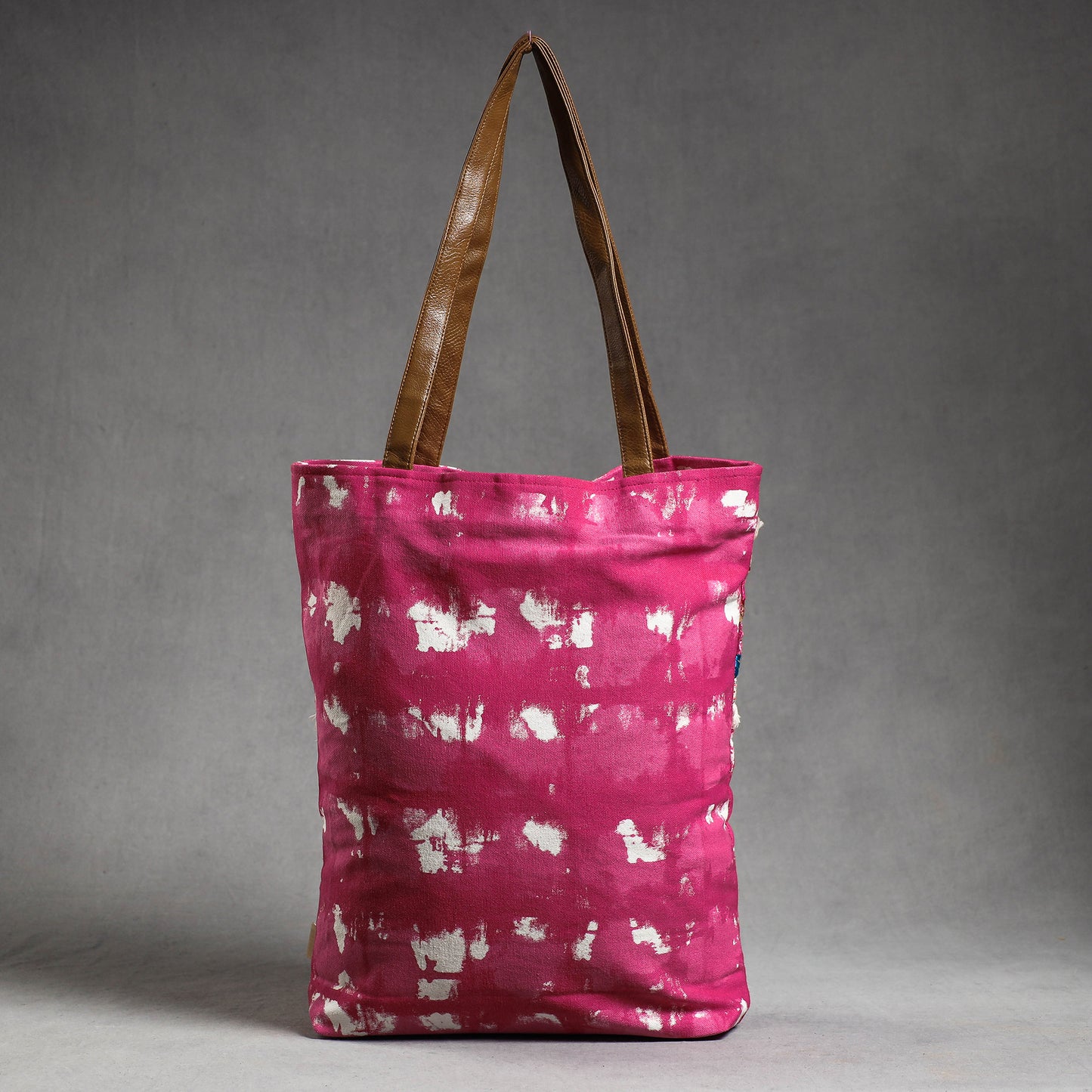 Pink - Phulkari Embroidery Canvas Cotton Tote Bag