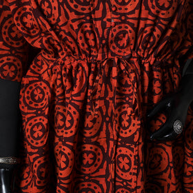 Red - Hand Block Batik Print Cotton Kaftan (Medium) 67