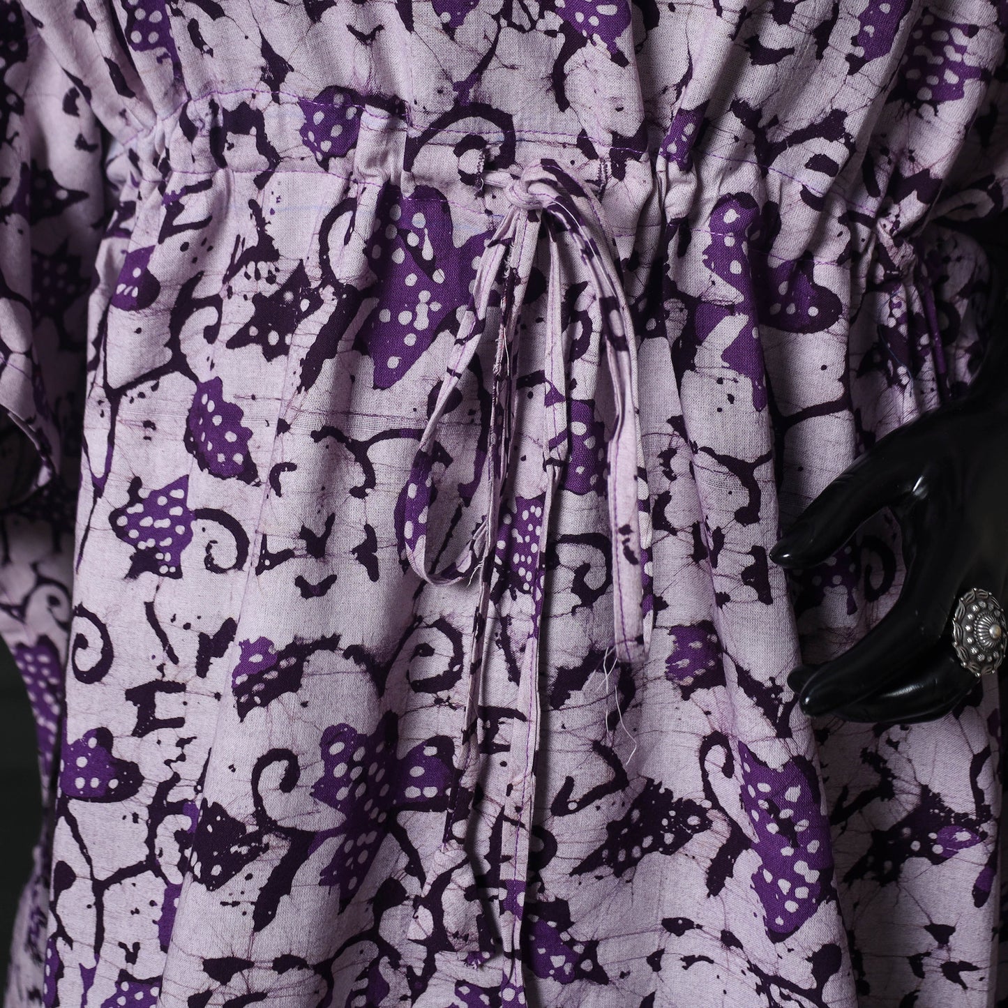 Purple - Hand Block Batik Print Cotton Kaftan (Medium) 68