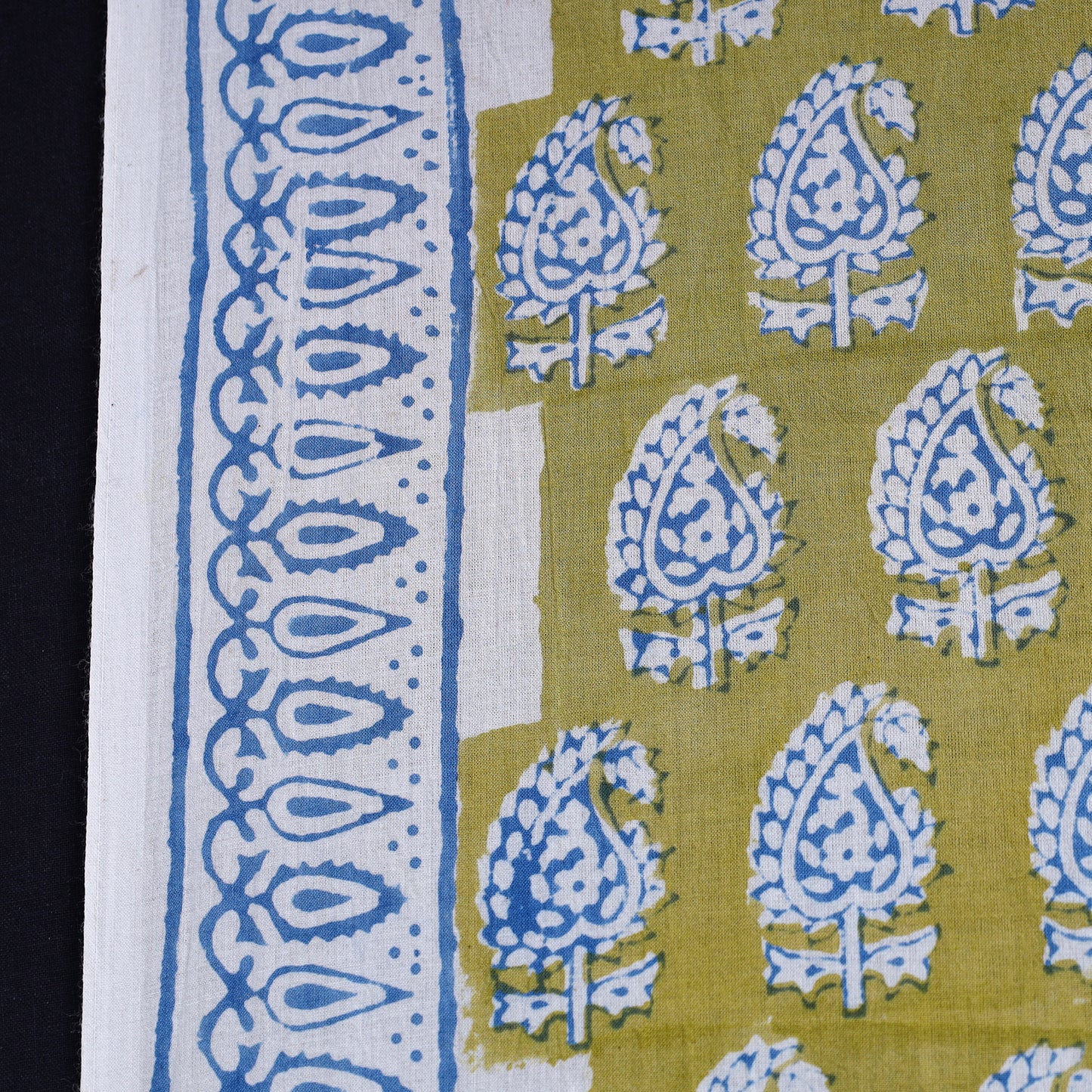 Yellow - Bagh Block Printed Cotton Fabric 01