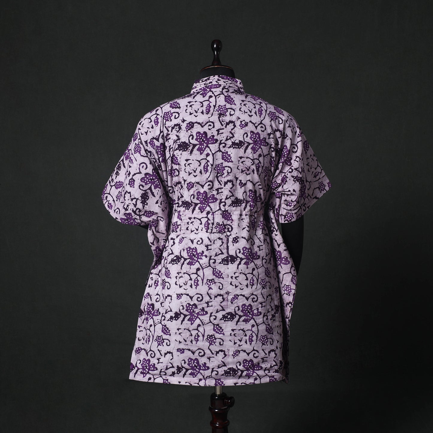 Purple - Hand Block Batik Print Cotton Kaftan (Medium) 68