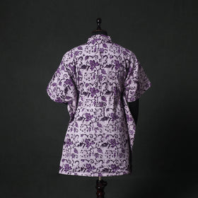 Purple - Hand Block Batik Print Cotton Kaftan (Medium) 68
