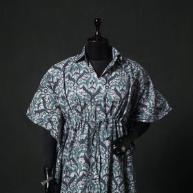 Green - Hand Block Batik Print Cotton Kaftan (Medium) 69