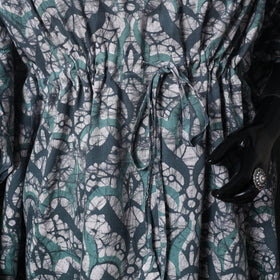 Green - Hand Block Batik Print Cotton Kaftan (Medium) 69