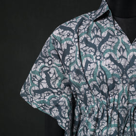 Green - Hand Block Batik Print Cotton Kaftan (Medium) 69