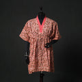 Peach - Hand Block Batik Print Cotton Kaftan (Medium) 70