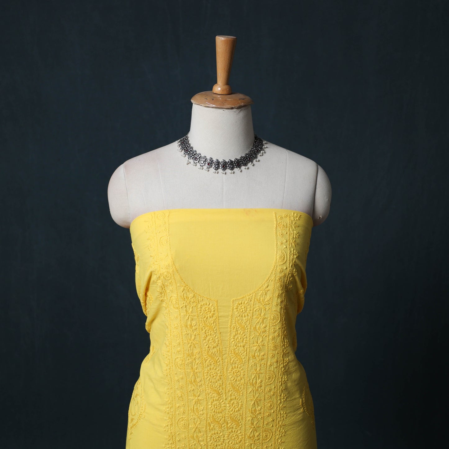 Hand Embroidered Mul Cotton Chikankari Unstitched Kurta Material (2.8M) 21