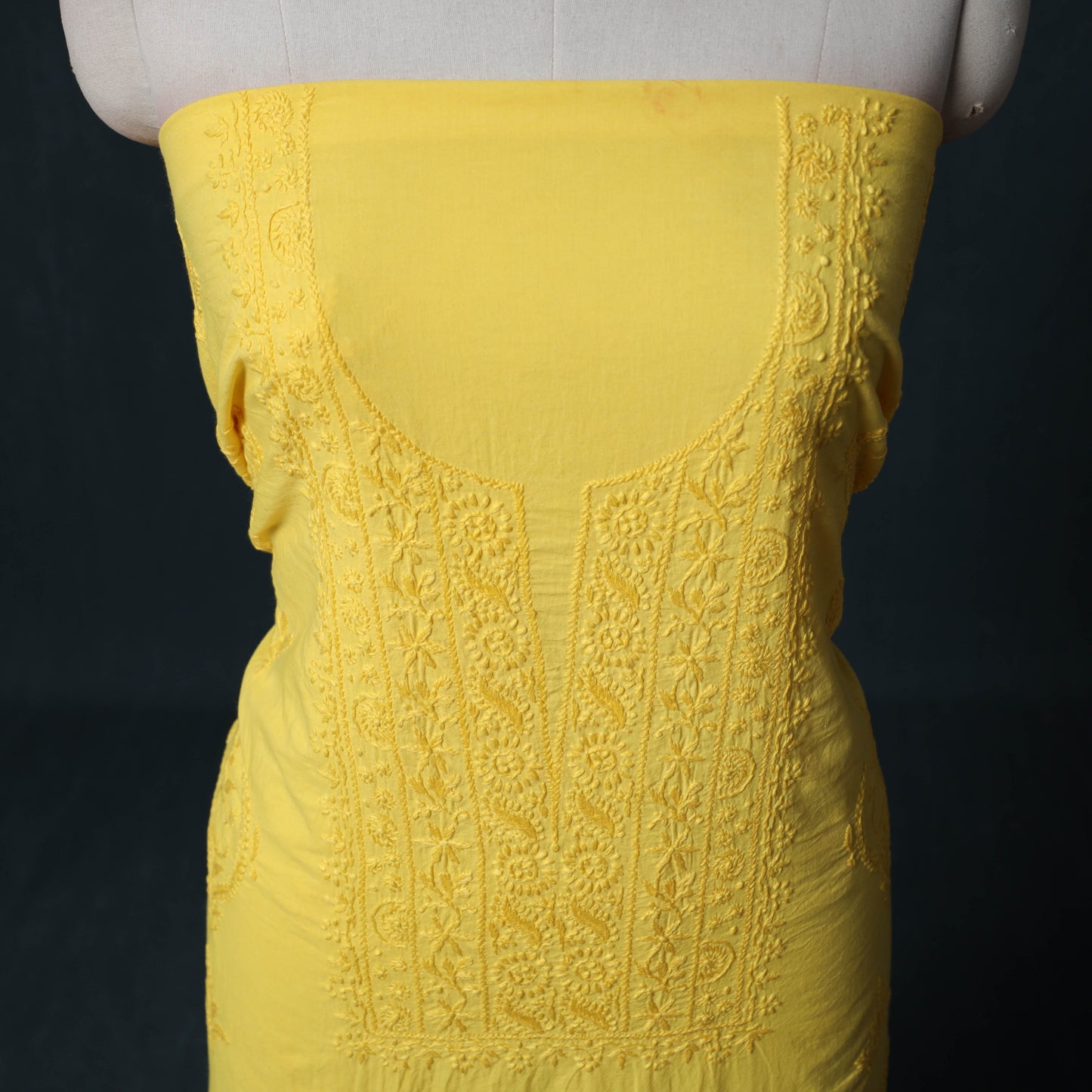 Hand Embroidered Mul Cotton Chikankari Unstitched Kurta Material (2.8M) 21