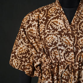 Brown - Hand Block Batik Print Cotton Kaftan (Medium) 71