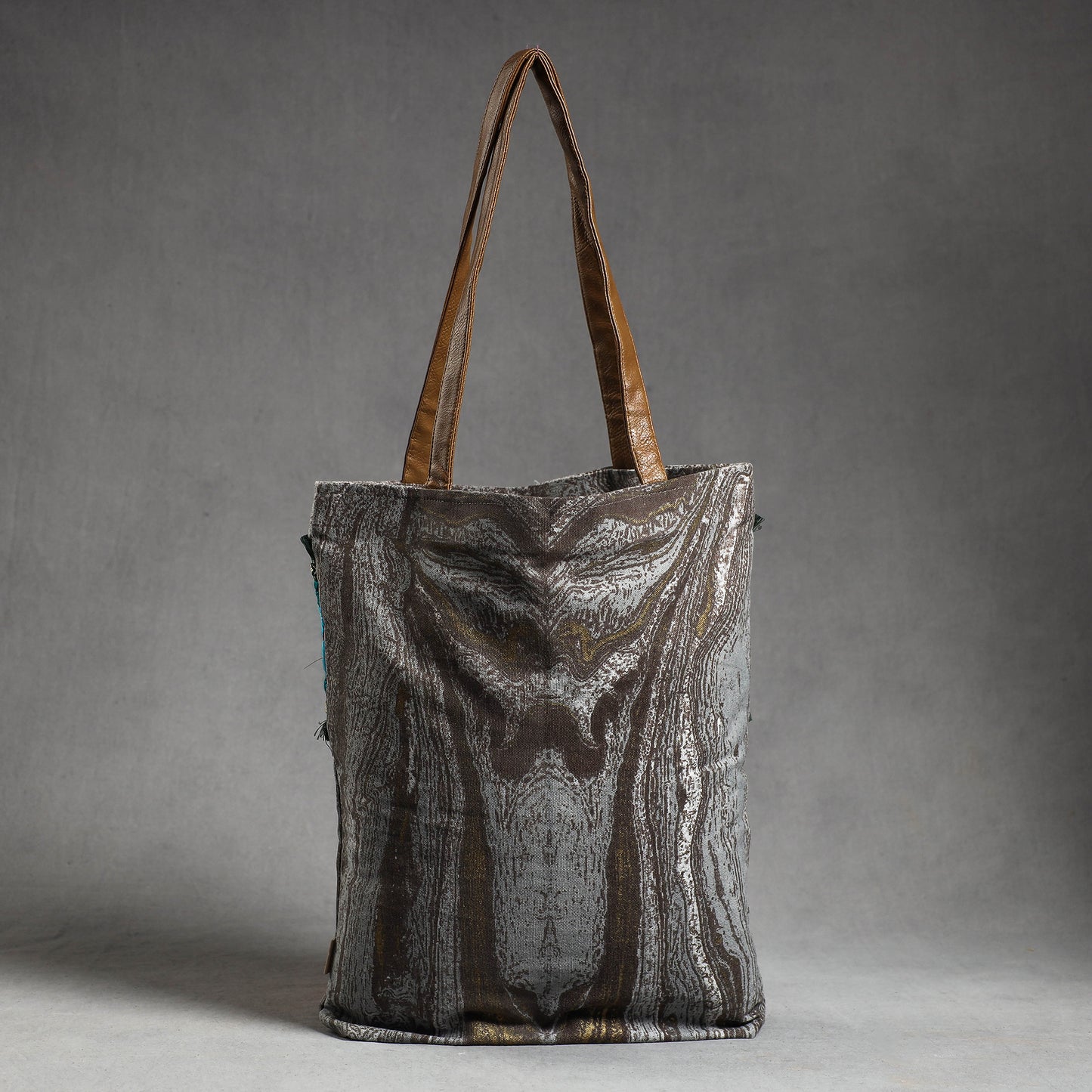 Grey - Phulkari Embroidery Canvas Cotton Tote Bag