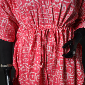Pink - Hand Block Batik Print Cotton Kaftan (Medium) 72