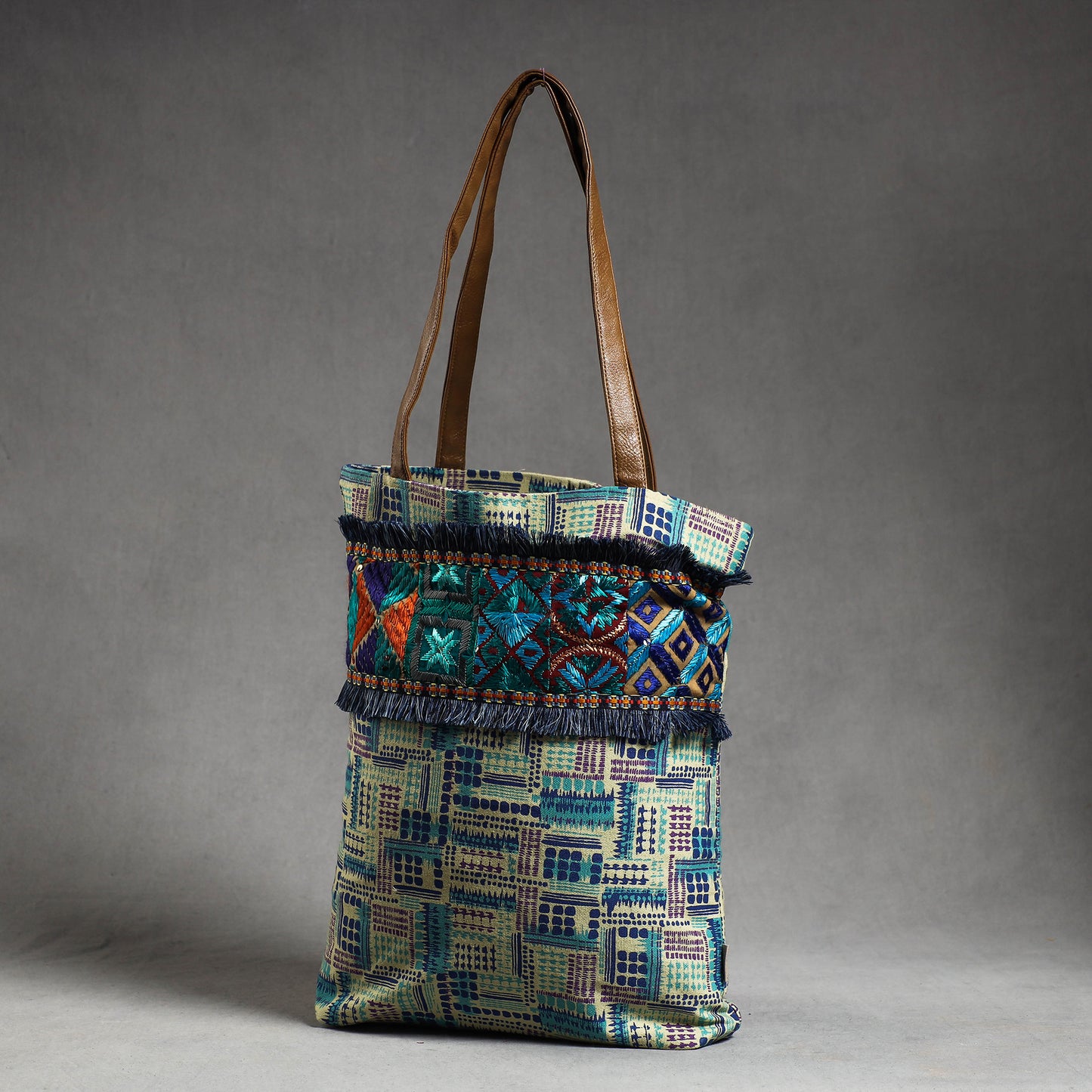 Multicolor - Phulkari Embroidery Canvas Cotton Tote Bag