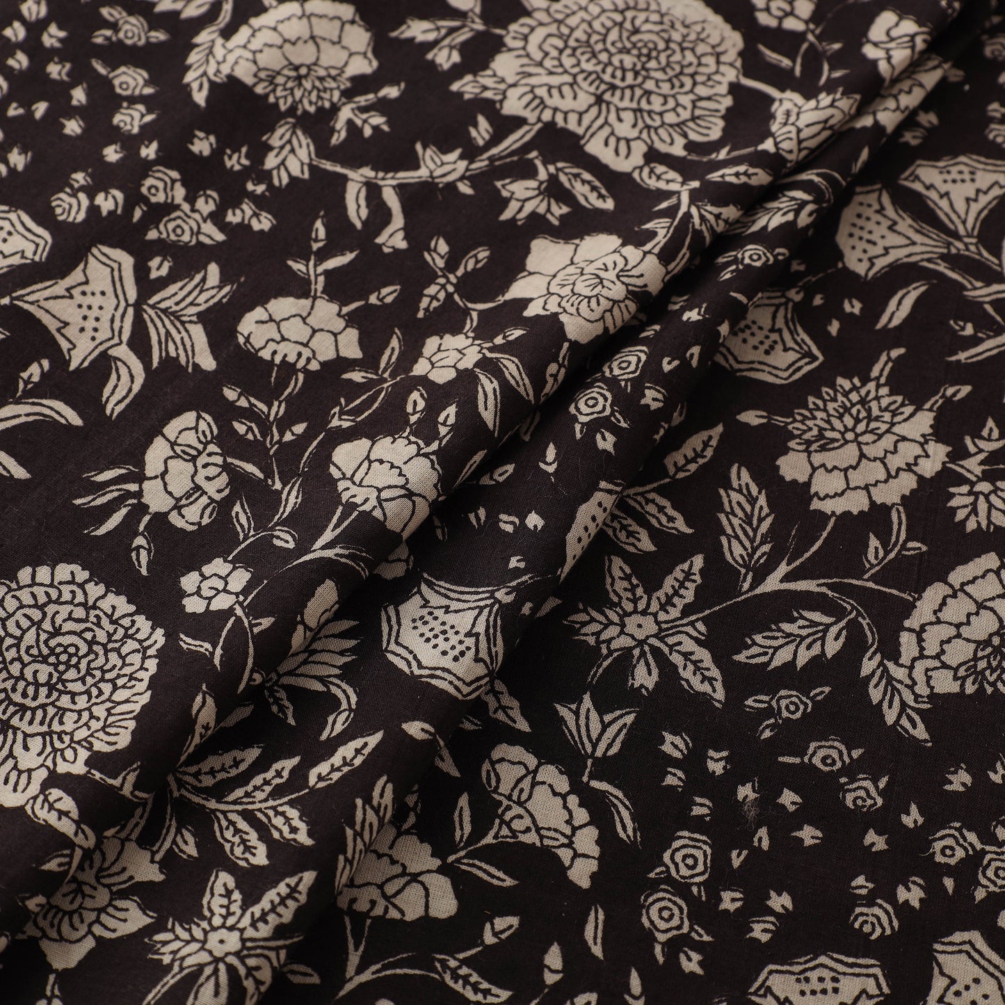 Natural Dyed Dabu Bagru Print Cotton Fabric 01