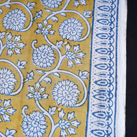 Yellow - Bagh Block Printed Cotton Fabric 08