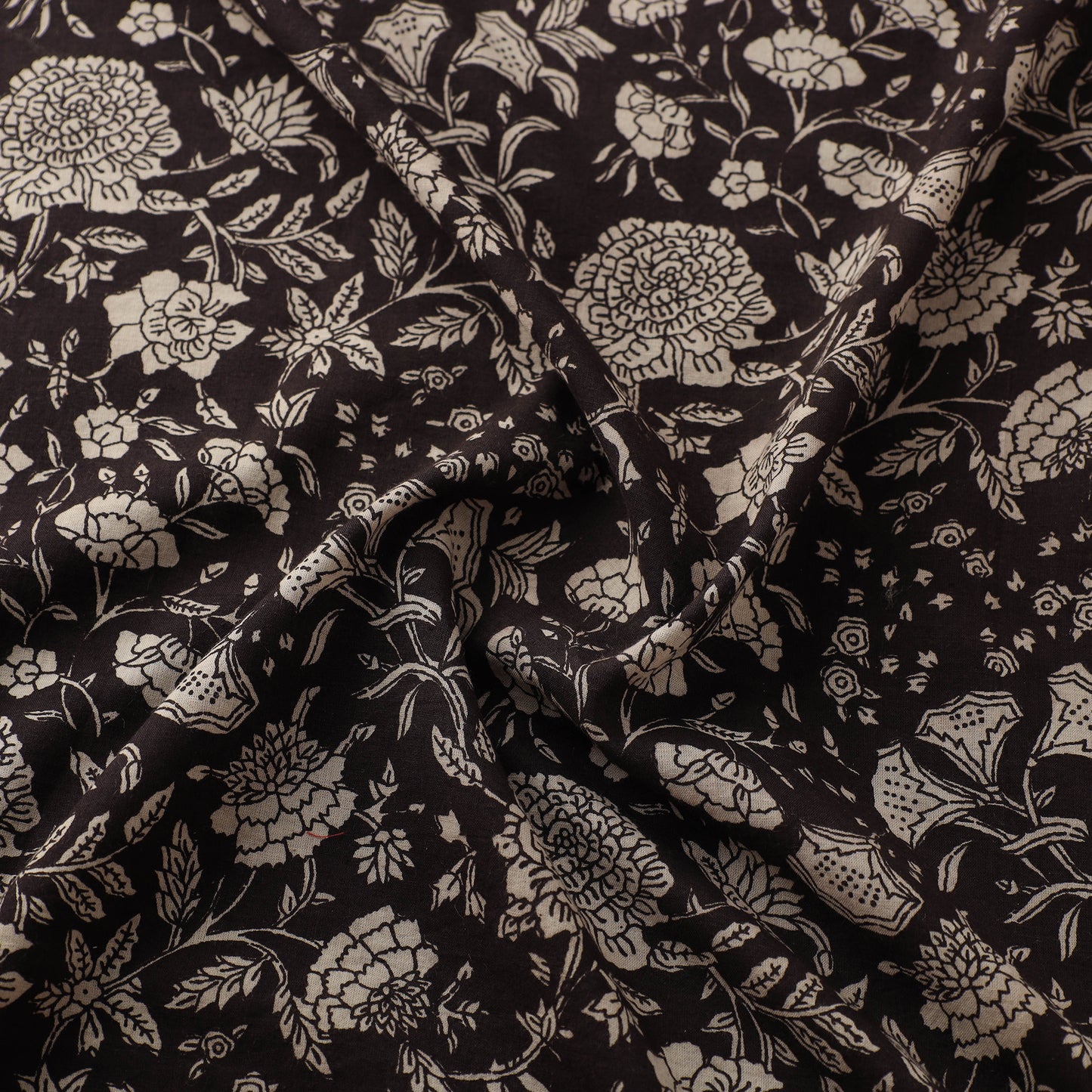Natural Dyed Dabu Bagru Print Cotton Fabric 01