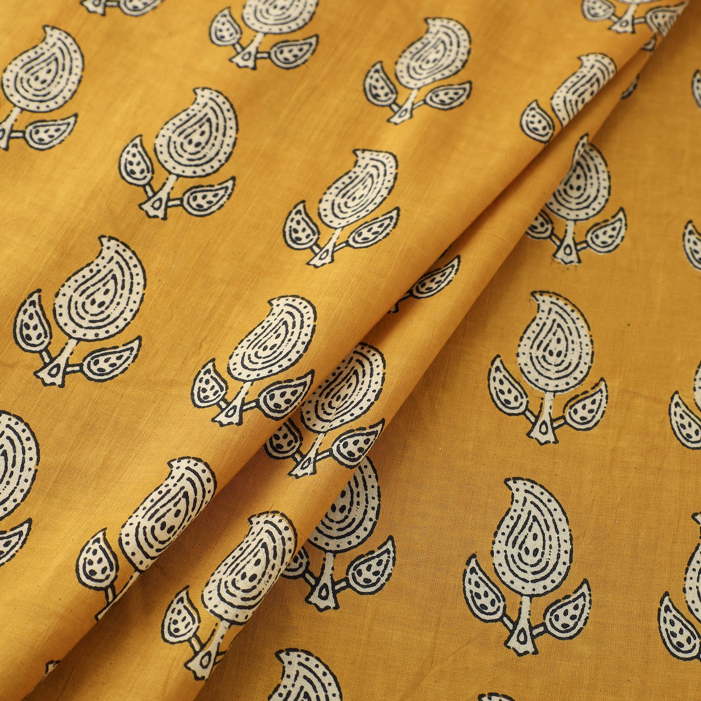 Natural Dyed Dabu Bagru Print Cotton Fabric 02