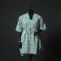 Green - Hand Block Batik Print Cotton Kaftan (Medium) 74