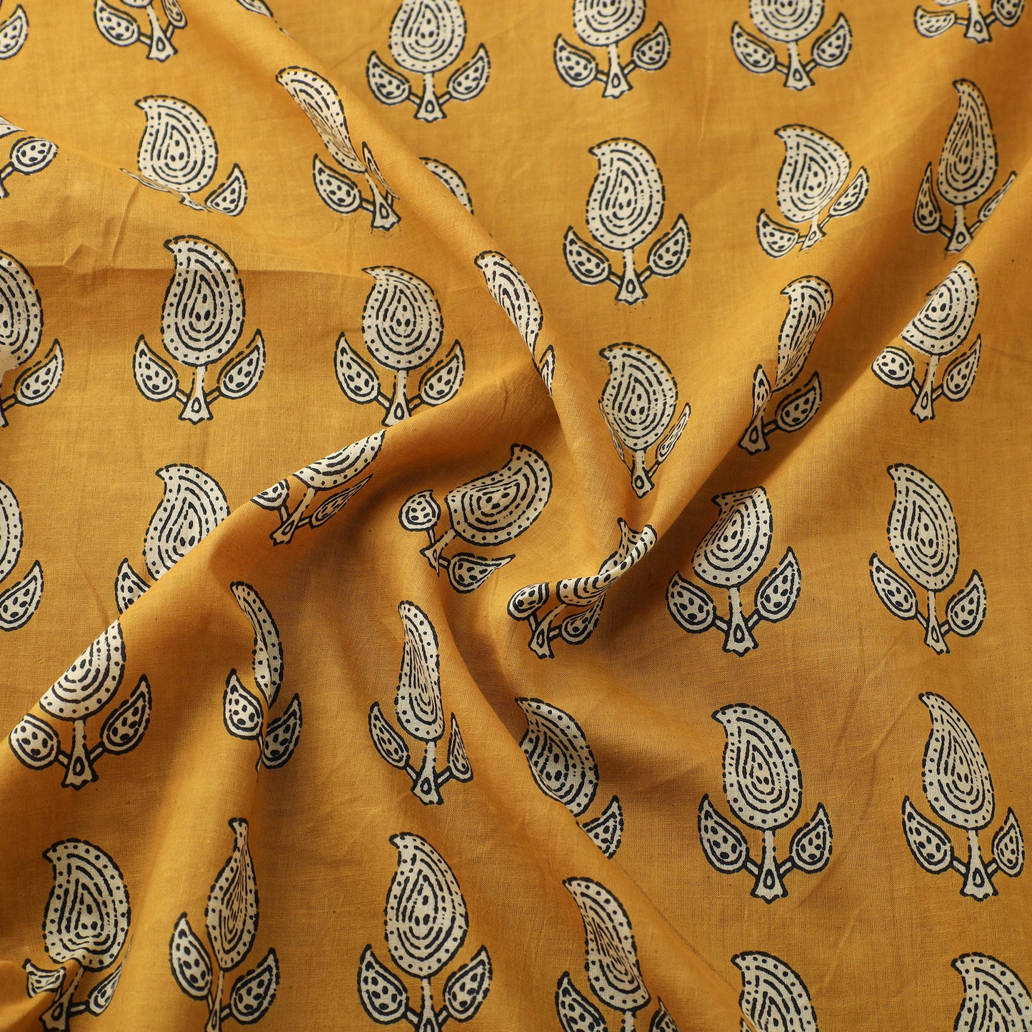 Natural Dyed Dabu Bagru Print Cotton Fabric 02