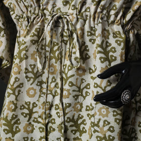 Green - Hand Block Batik Print Cotton Kaftan (Medium) 75
