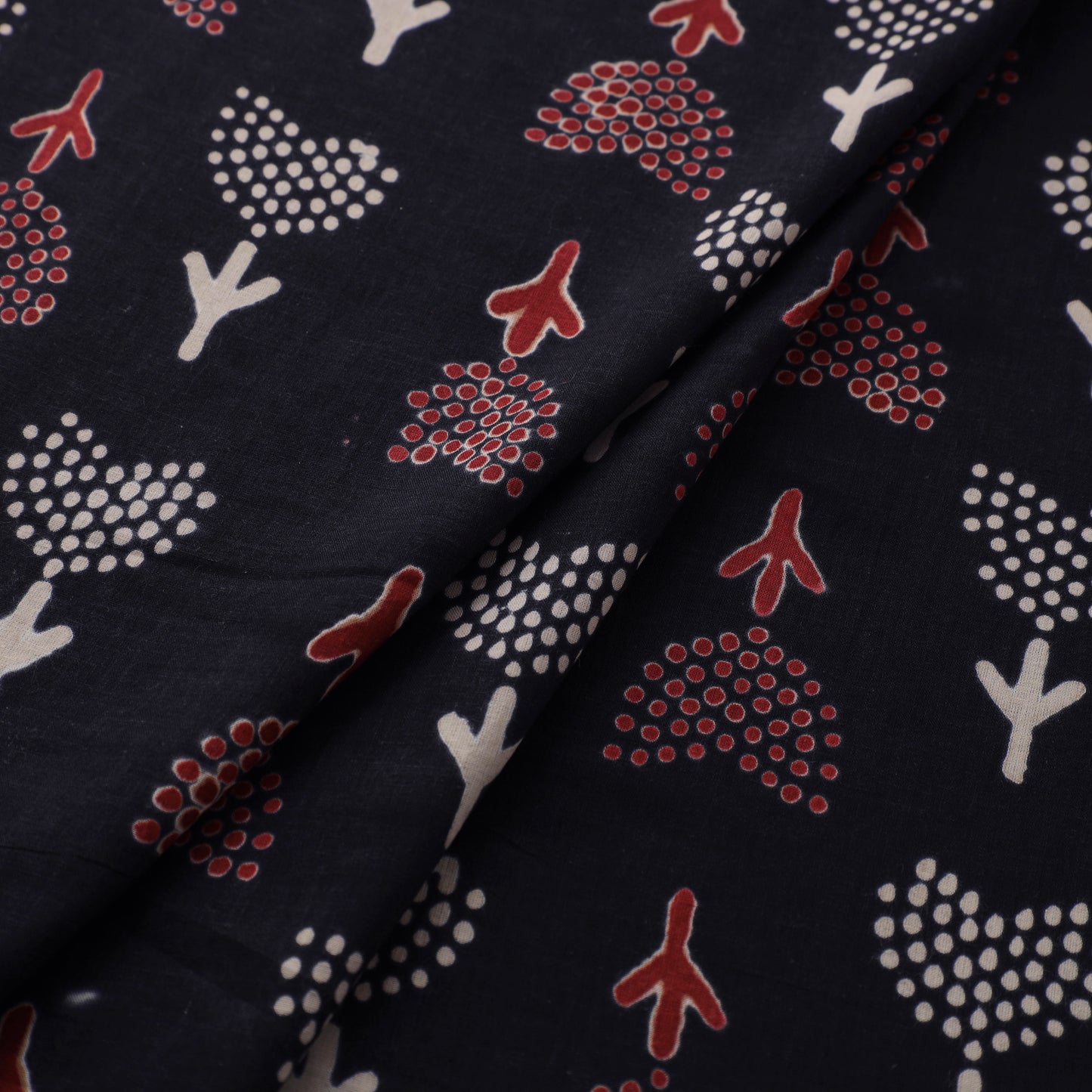 Natural Dyed Dabu Bagru Print Cotton Fabric 05