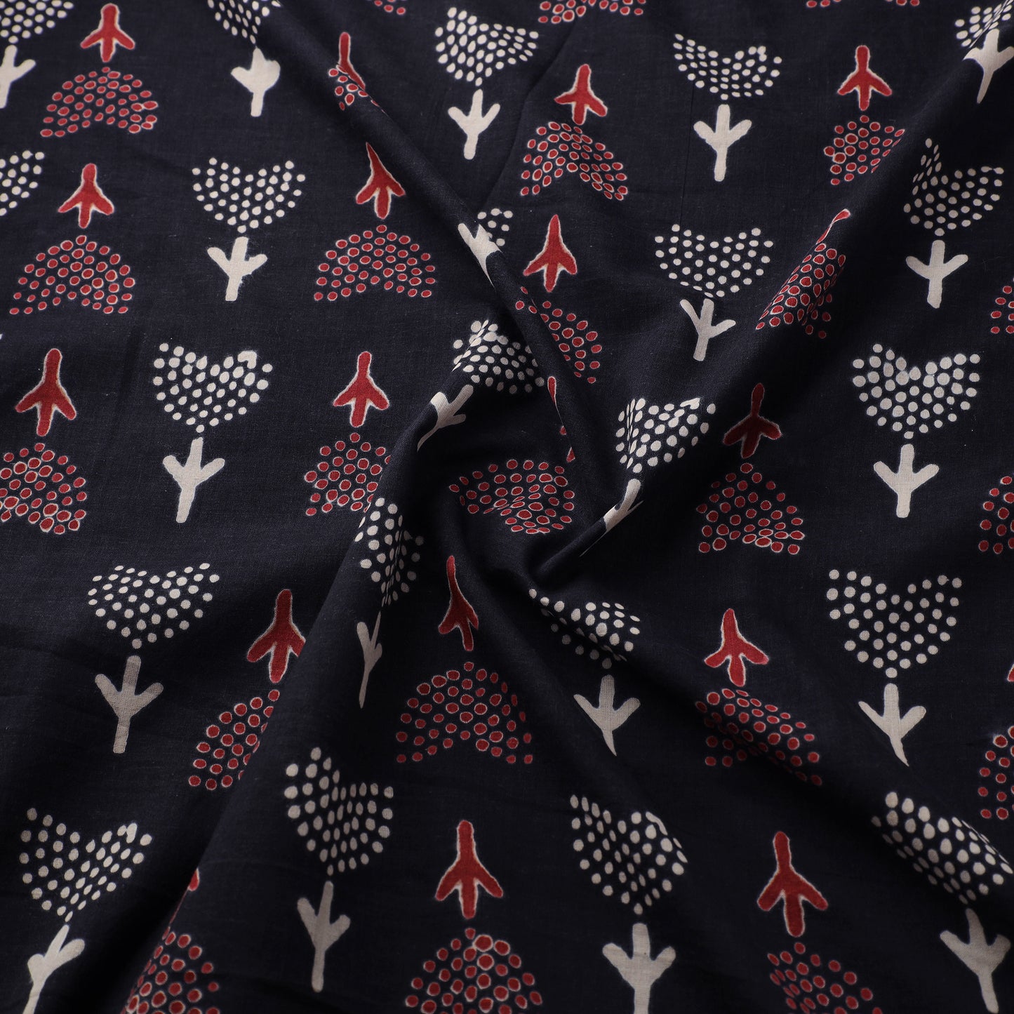 Natural Dyed Dabu Bagru Print Cotton Fabric 05