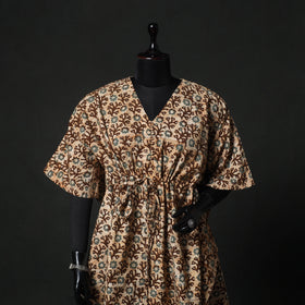 Brown - Hand Block Batik Print Cotton Kaftan (Medium) 76