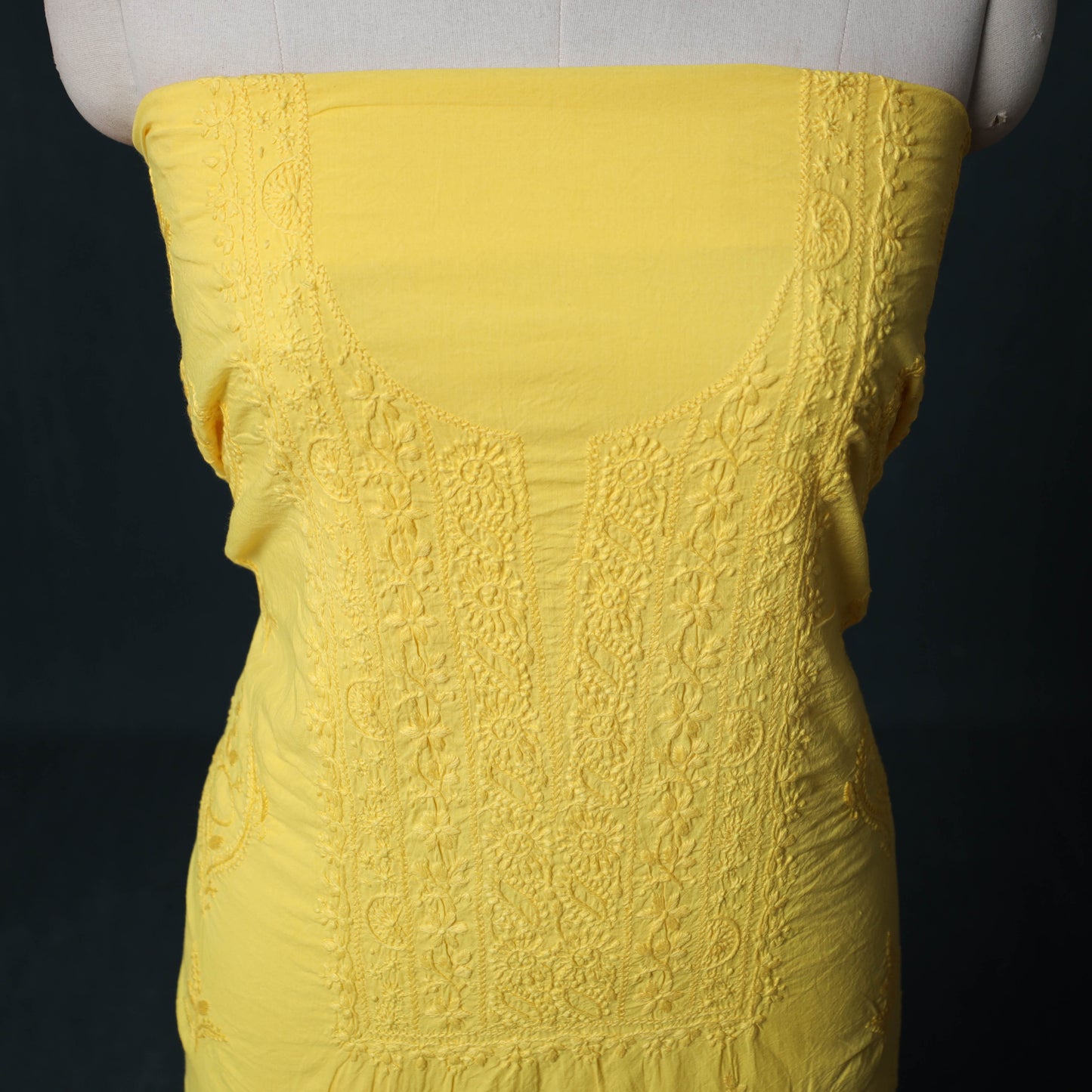 Hand Embroidered Mul Cotton Chikankari Unstitched Kurta Material (2.7M) 25