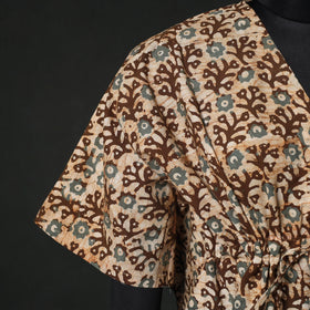 Brown - Hand Block Batik Print Cotton Kaftan (Medium) 76