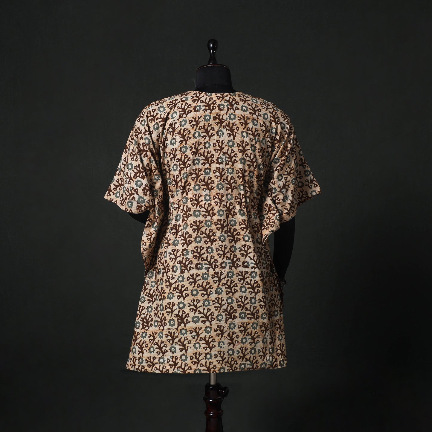 Brown - Hand Block Batik Print Cotton Kaftan (Medium) 76