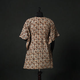 Brown - Hand Block Batik Print Cotton Kaftan (Medium) 76
