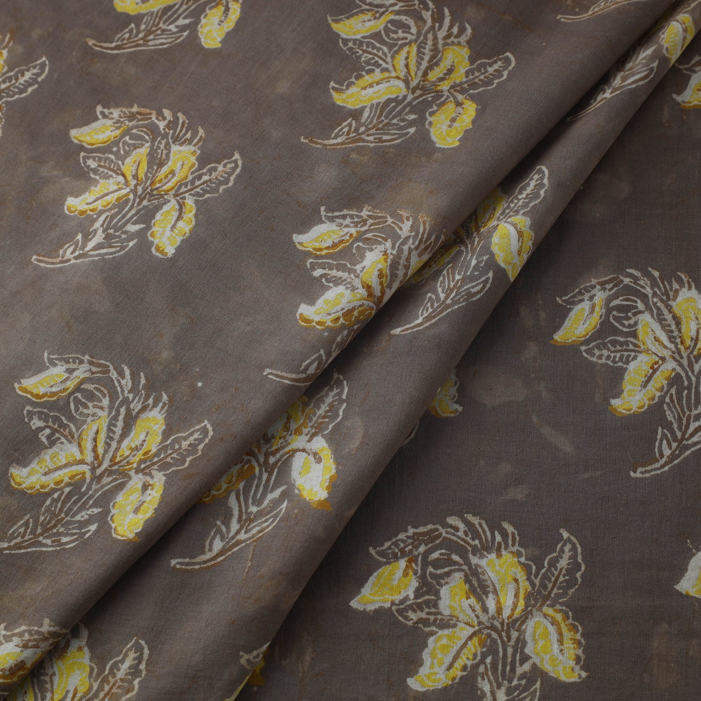 Brown Natural Dyed Bagru Ajrakh Dabu Print Fabric
