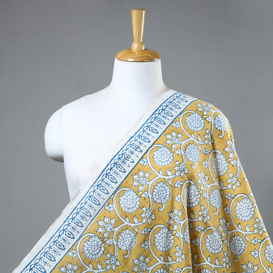 Yellow - Bagh Block Printed Cotton Fabric 08