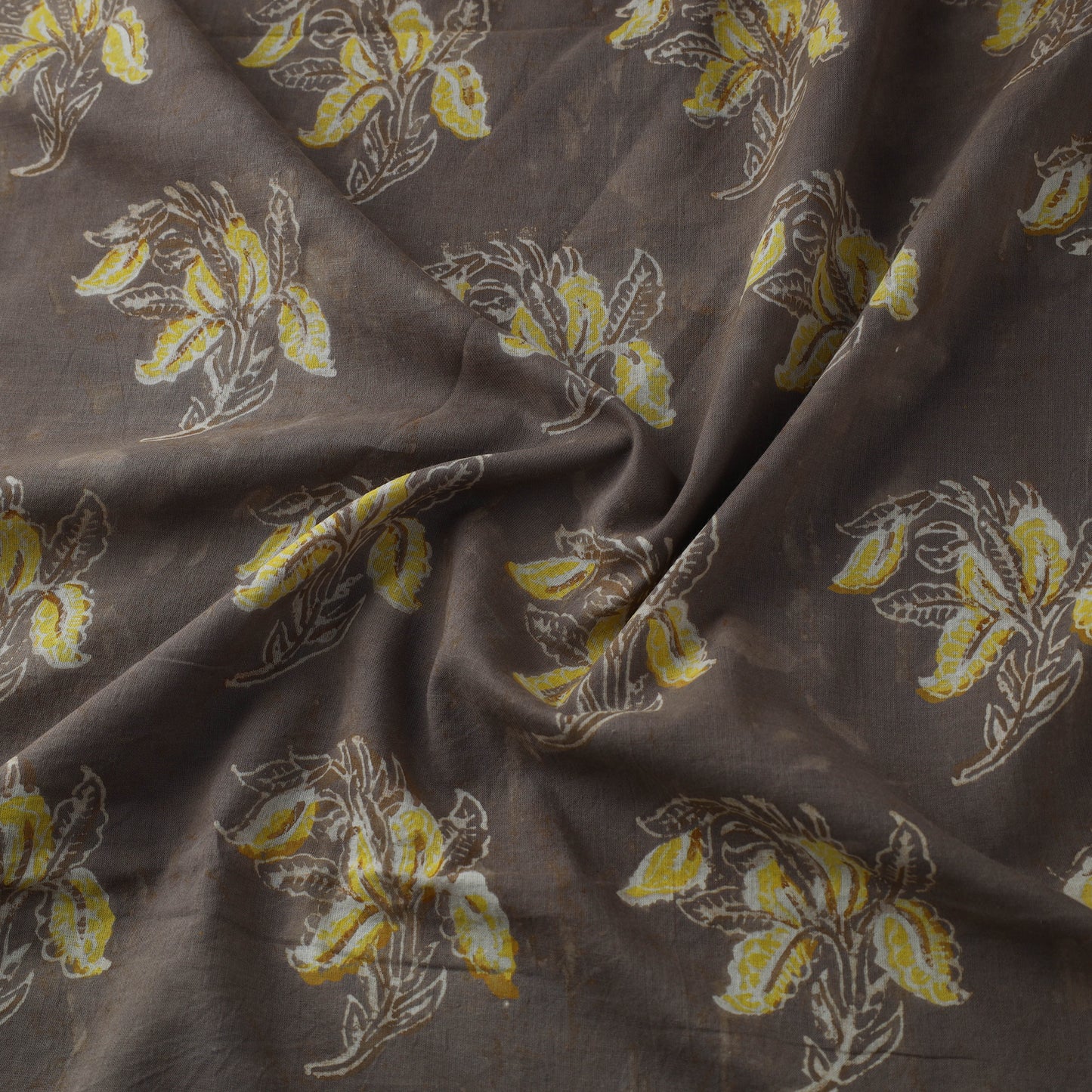 Brown Natural Dyed Bagru Ajrakh Dabu Print Fabric