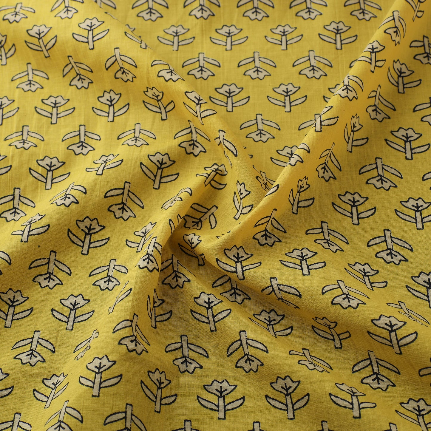 Natural Dyed Dabu Bagru Print Cotton Fabric 08